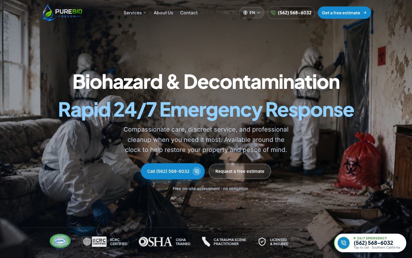 PureBio Decon, site de décontamination biologique